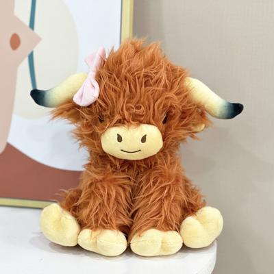 Schleife Hochlandkühe Plüschtier Rinder Stofftiere Plüsch Niedliche Flauschige Rinderpuppen Feiertag