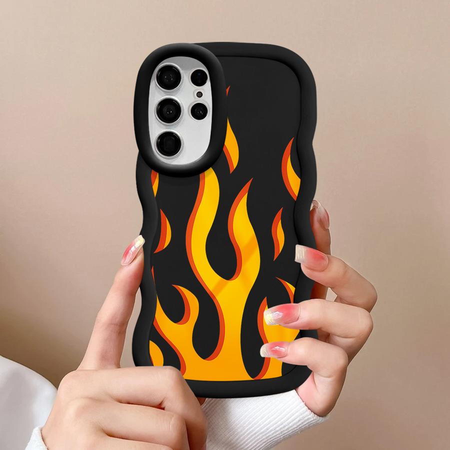 Case for Samsung Galaxy S23 Plus S21 S22 Ultra S20 FE A26 S24 A25 S25 Soft Phone Cover A54 A55 A24 A36 A35 A34 Creative Flame