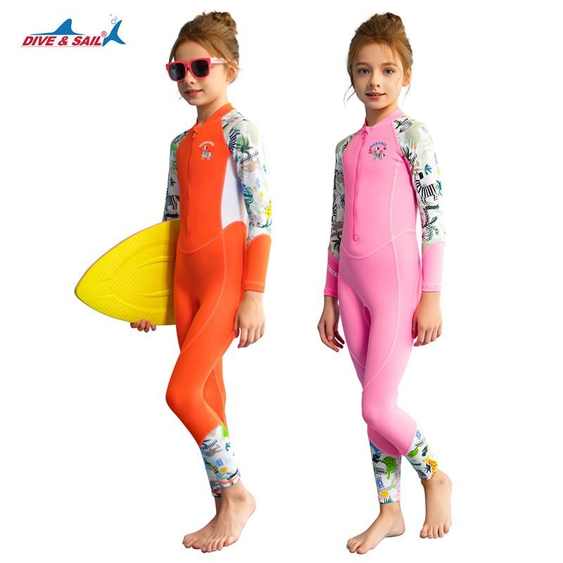 Dětský jednodílný plavky Dlouhý rukáv Ochrana proti slunci Rychleschnoucí Prodyšný Dívčí tréninkový Potápění Surfing Oblek proti medúzám Potápění