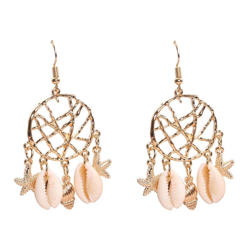 Fashion Shell Conch Starfish Dream Catcher Summer Earrings Earrings Women