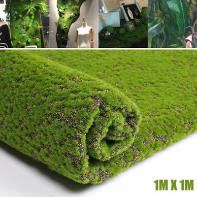 Tapis de Mousse Carré d'Herbe Artificielle Plat Vert Faux Jardins Pelouse Coton Soie Nouveau