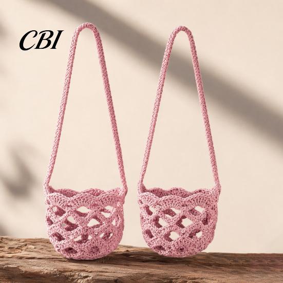Laccetto Portabicchieri Vivavoce, Manicotto all'Uncinetto per Bicchieri da Vino, con Lunga Tracolla Tubolare Borsa a Tracolla Portatile, per Picnic all'Aperto