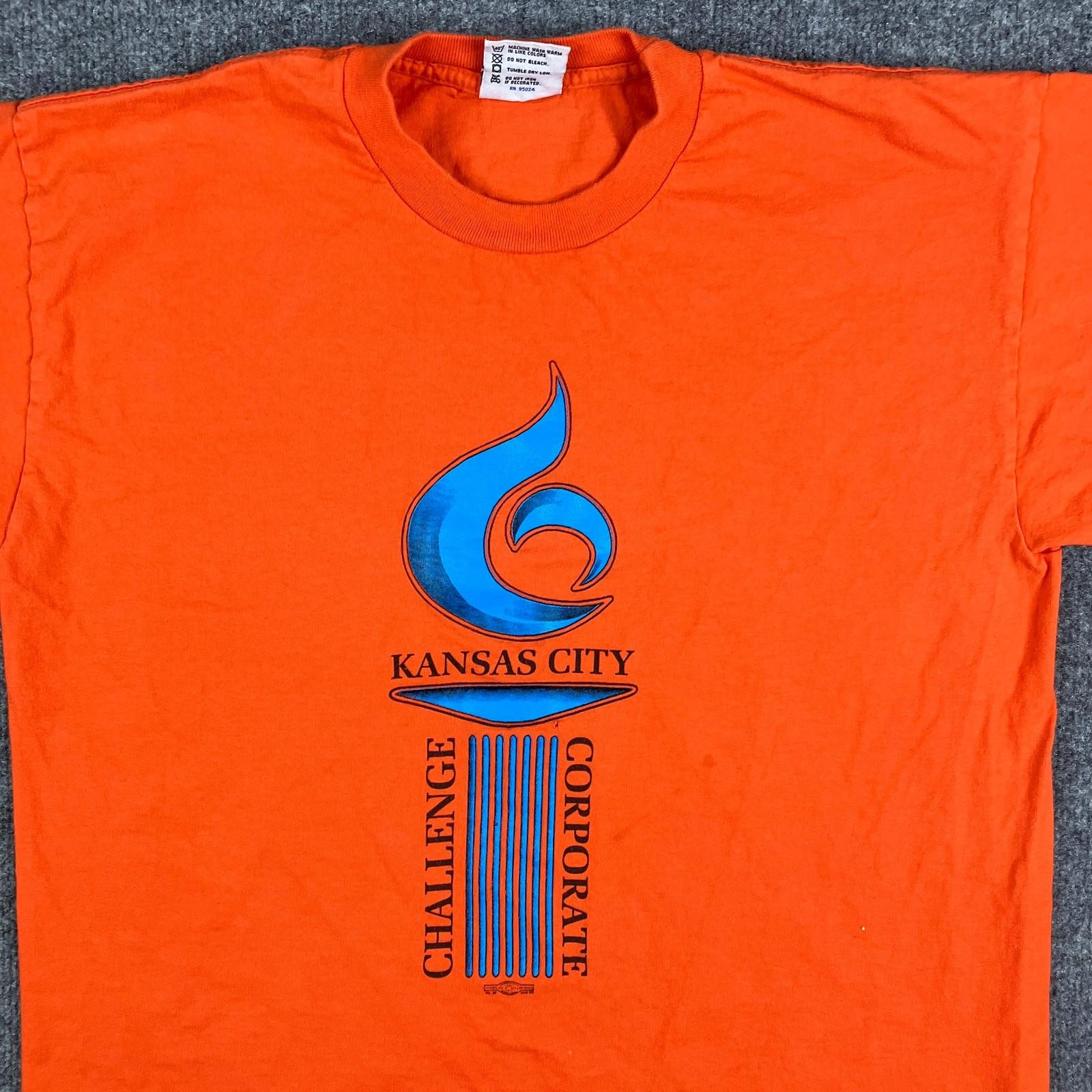 Bayside T-Shirt Mens Size L Orange Kansas City Corporate Challenge Heavyweight XXXL