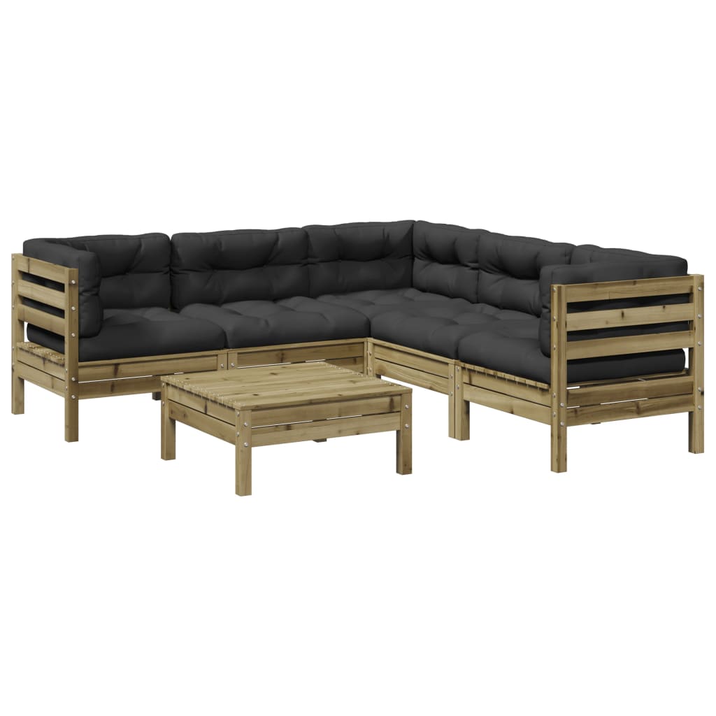 6 Piece Garden Sofa Set with Cushions Pressure Treated Pine Wood