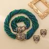 Collana Bracciale Orecchini Testa di Leopardo Smaltata Completa Lusso Leggero Nicchia Stile Bohemien Transfrontaliero Caldo Moda Animale