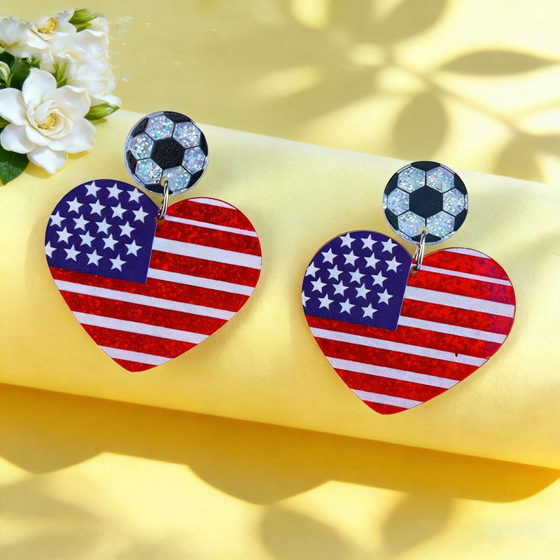 Patriotic Earrings 4th of July Earrings American Flag Sunflowe Acrylic Earrings for Women Independence Day Party Jewelry Gifts