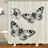Vintage Moth & Floral Sketch Waterproof Shower Curtain for Bathroom Decor
