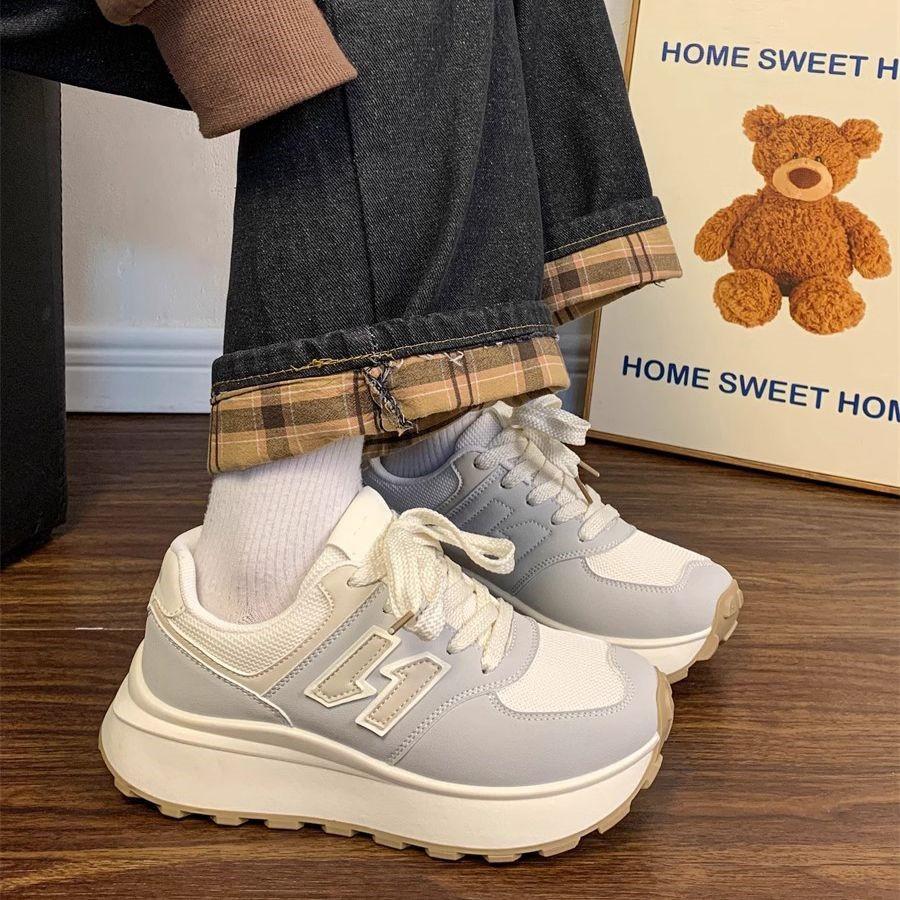 Sneakers Women's Spring 2025 New Versatile Popular Little White Shoes Soft-soled Forrest Gump Shoes Platform Dad Shoes