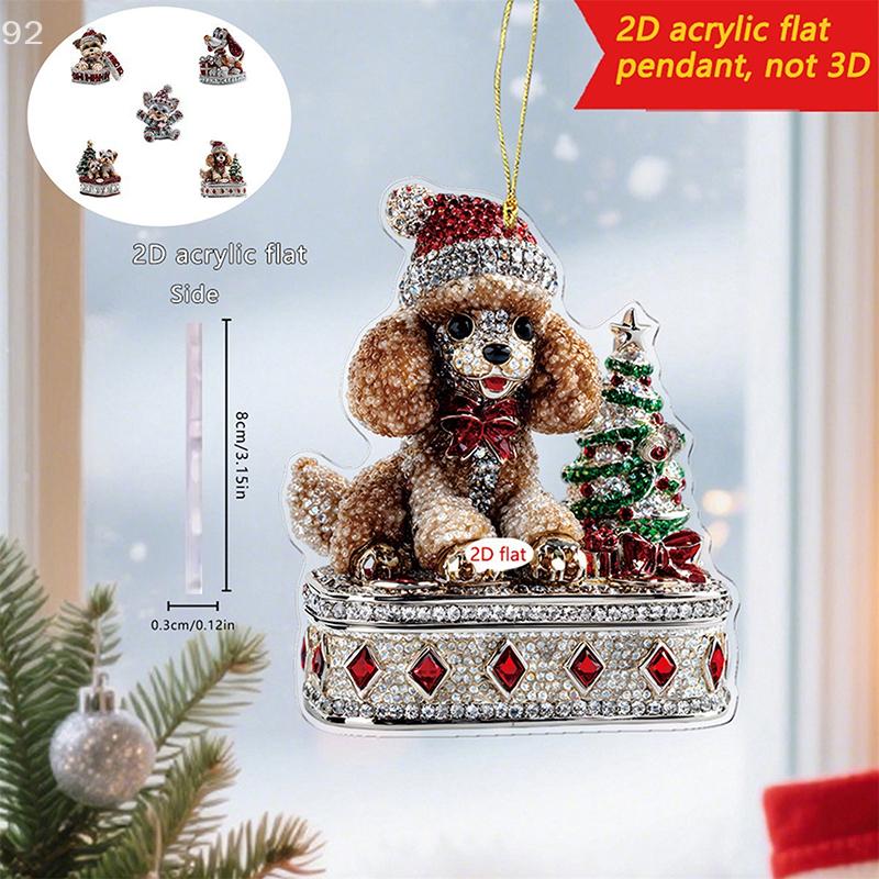 Colgante de Navidad Acrílico 2D Dibujo Animado Papá Noel Muñeco de Nieve Animal Mascota Festivo Adornos Colgantes Para Decoración de Árbol de Navidad