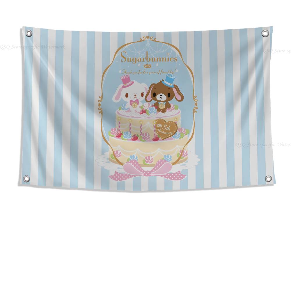 Ssugarbunnies Anime Kawaii Flag Banners Four Hole Flag Polyester Outdoor Decor Room Aesthetic