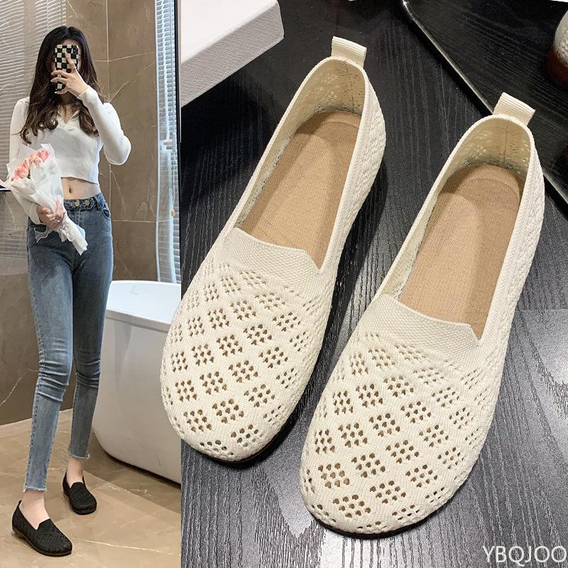 Fashion Summer mesh breathable flat shoes breathable lace casual comfortable lightweight sports shoes summer women's flat shoes