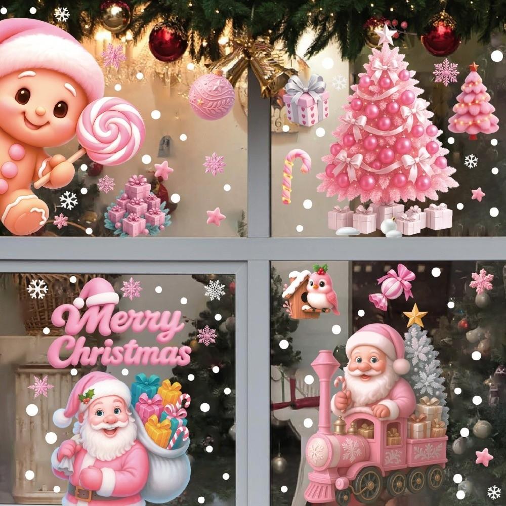 Cartoon PVC Window Stickers Snowflake Reindeer Christmas Stickers Santa Claus Glass Windows Decor Xmas Decal Mirror