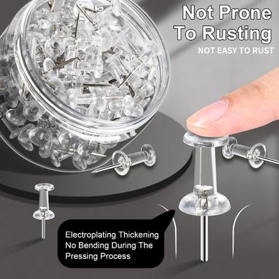 500PCS Clear Push Pins Steel Point Plastic Head Thumb Tacks for Bulletin Board Corkboard Maps Photos Home Office Supplies