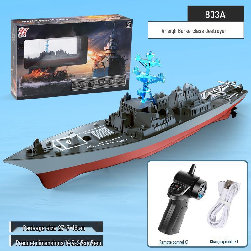 Remote Control Mini Warship: 2.4G Speedboat Simulation Toy