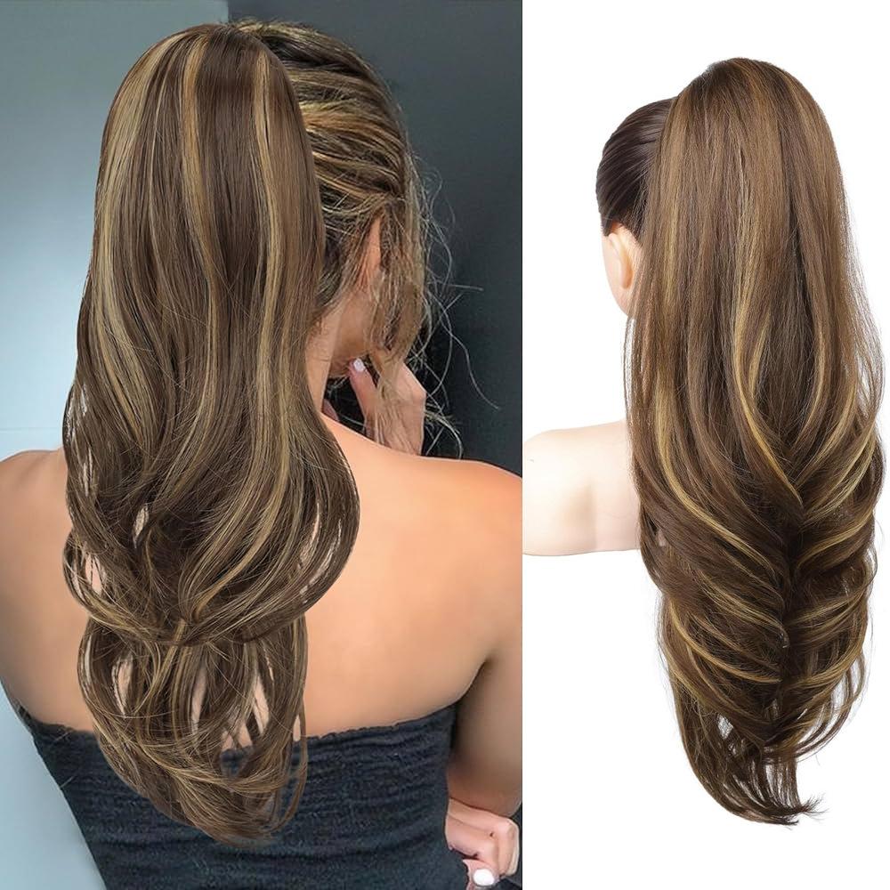 

Многослойный женский парик с высоким хвостом с крупными волнами