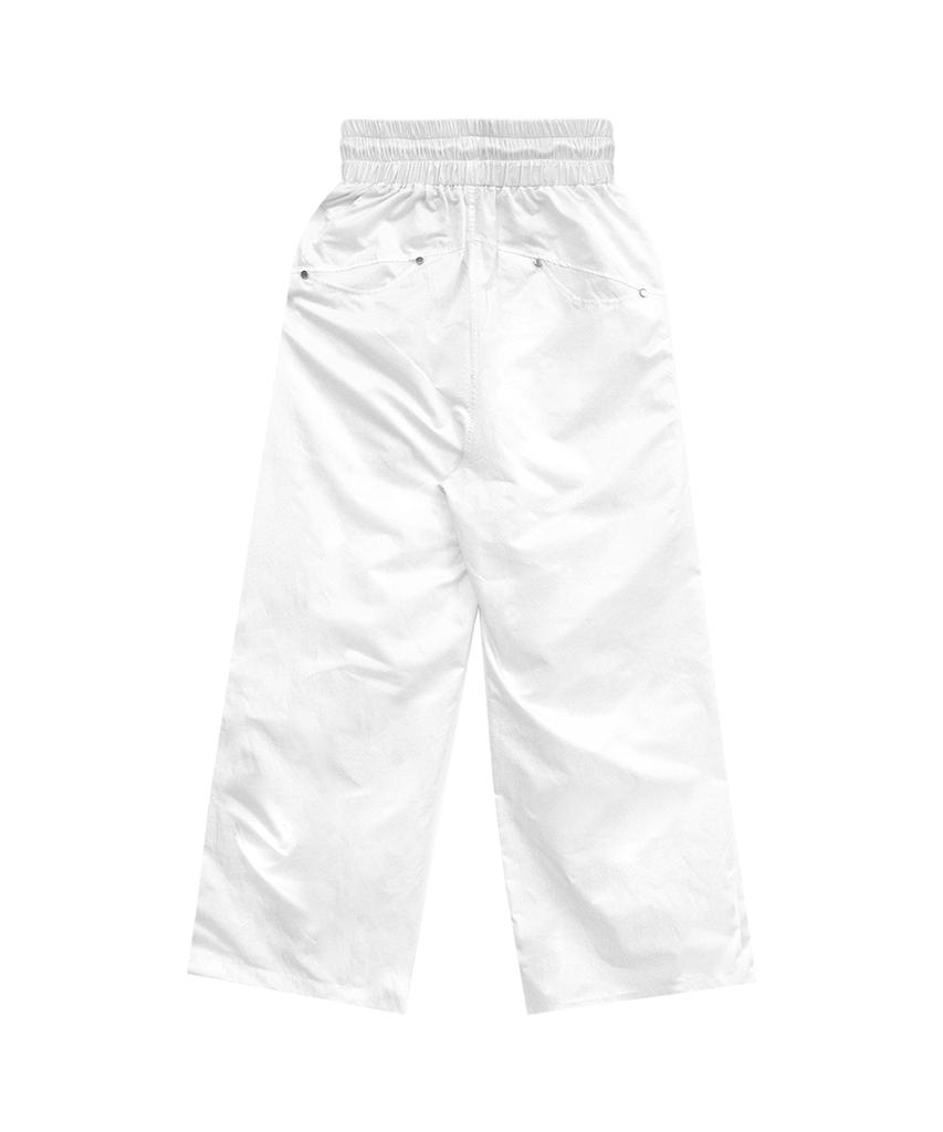 Teulimingbeodeu Round Rivet Nylon Set-Up Pants [ White ]