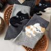 1/4 Paar Lustige Niedliche Katzen Druck Mittellange Socken Cartoon Haus Bodensocken Für Damen Herren Winter Warm Baumwolle Weiche Socke Geschenke für Freunde