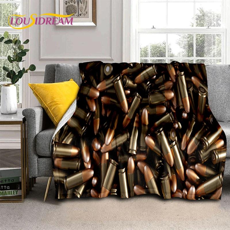 29 Style Retro Guns Pistol Ammunition Bullet Cartridge AK M4 Soft Flannel Blankets,Throw Blanket for Picnic Beds Sofa Bedroom