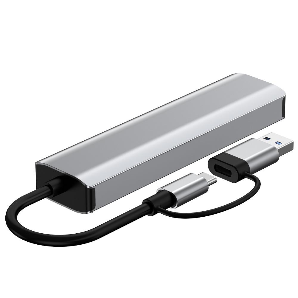 Type-C 5-in-1 Docking Station with Gigabit Ethernet and Multi-Port Expansion for Laptops