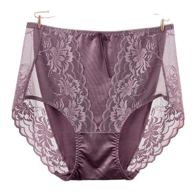 Plus Size Sexy Lace Seamless Panties High-Rised Mesh Briefs Soft Breathable Underpants Lightweight Underwear