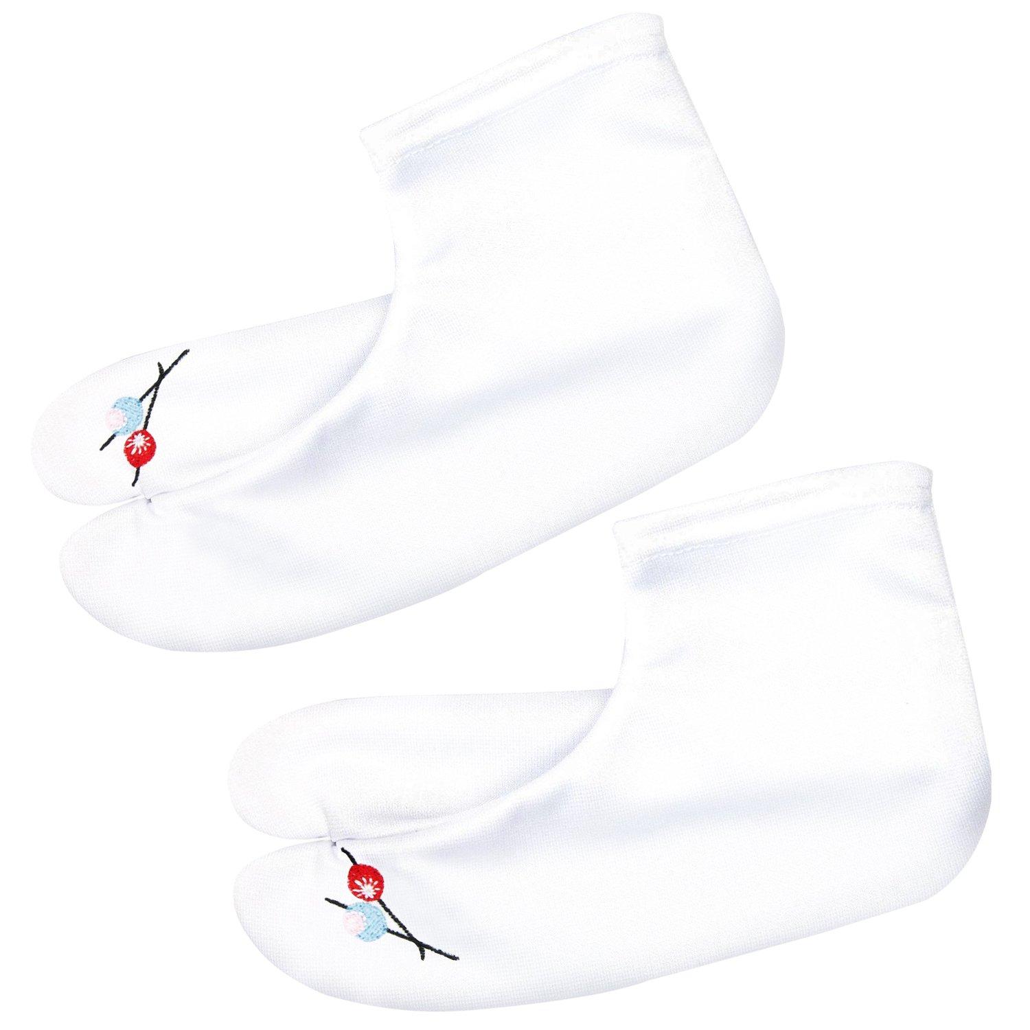 KYOETSU Вышитые носки таби с японским узором и чехлом таби женские нескользящие (Размеры 23-24 см, E. Канзаши)