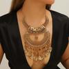 Ethnischer Stil Vintage Metall Königin Münzen Quaste Statement Halskette Damen Party Bankett Schmuck Zubehör