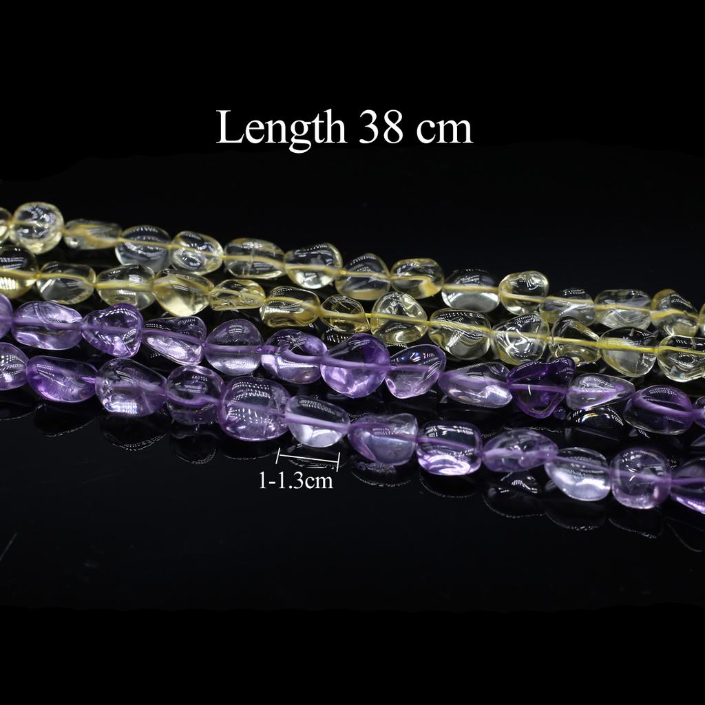 1String Reiki Healing Crystal Beads, Natural Stone Transparency Citrine Amethyst Gems Loose Spacer Beads for Jewelry Making DIY Christmas Gifts 38cm