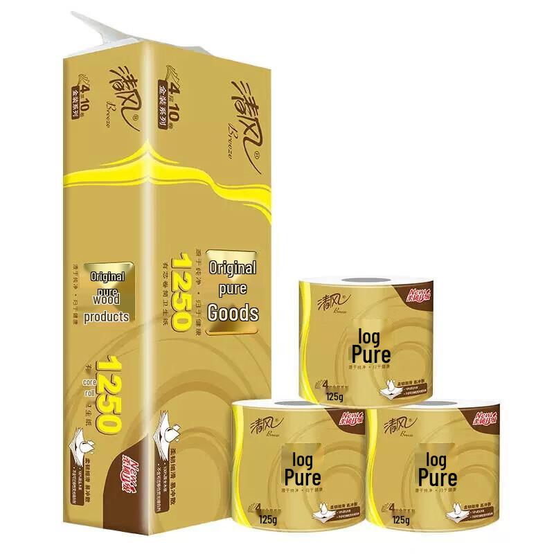 Qingfeng Original Wood Gold 4-Ply Toilet Paper
