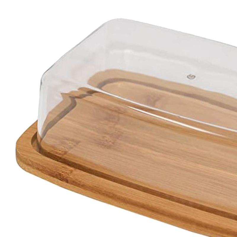Butter Storage Box Wood Dish Cheese Storage Tray Plate Food Container With Glass Acrylic Lid Keeper Tool Kitchen Tableware