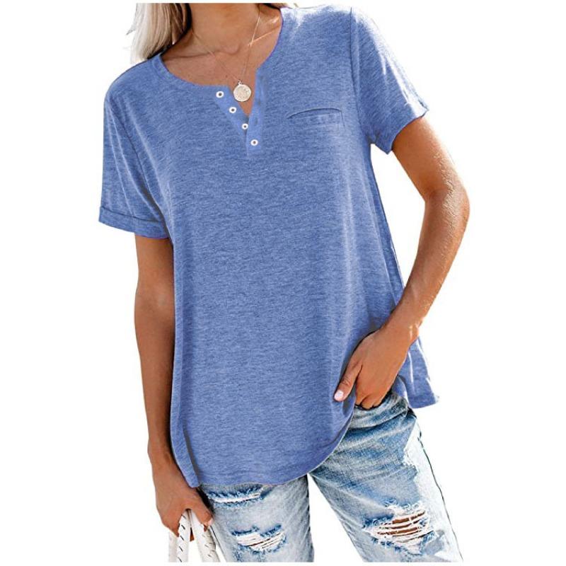 BITCED Women's Fashion Casual Short Sleeve V Neck Blouses & Shirts International Design