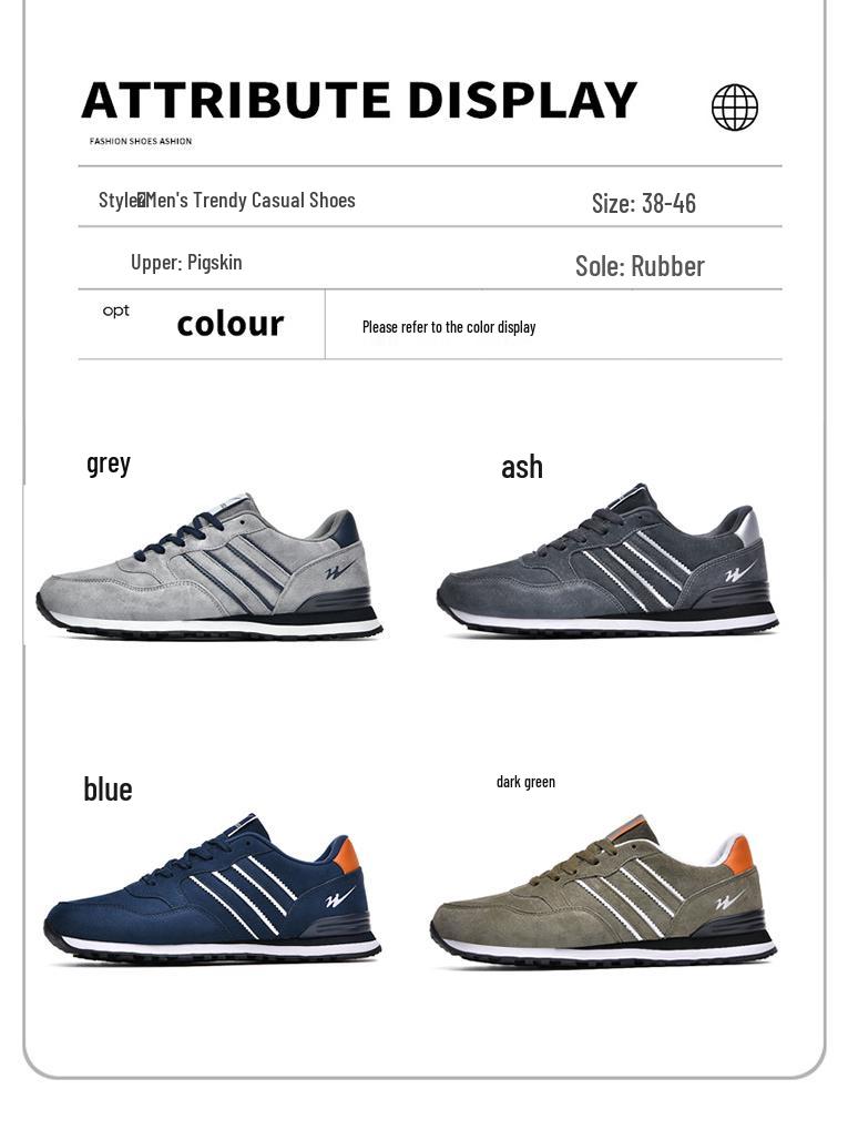 Double Star Men's Genuine Leather Running Shoes - All-match, Non-slip, Soft Sole, Shock Absorbing Forrest Gump Sneakers