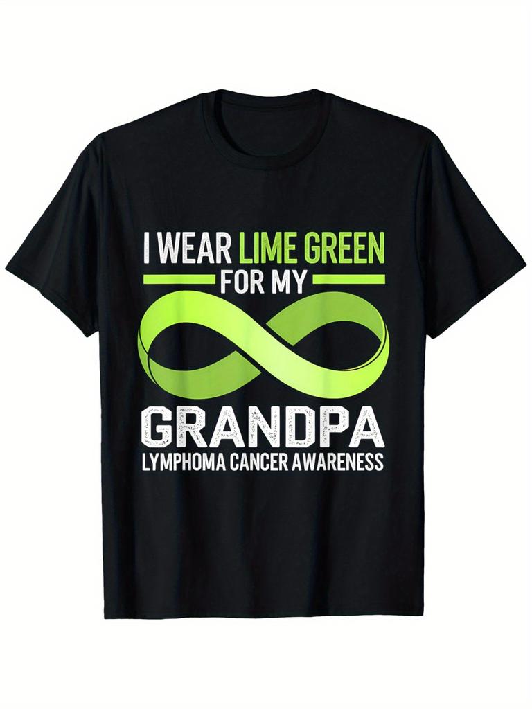 Lime Green Ribbon Grandpa Lymphoma Cancer Awareness T-shirt