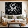 Tapestry Wall Hanging Trippy Witchy Black and White Tapestries Moth, Moon Star Mystic Dark Aesthetic Nature Small Boho Hippie