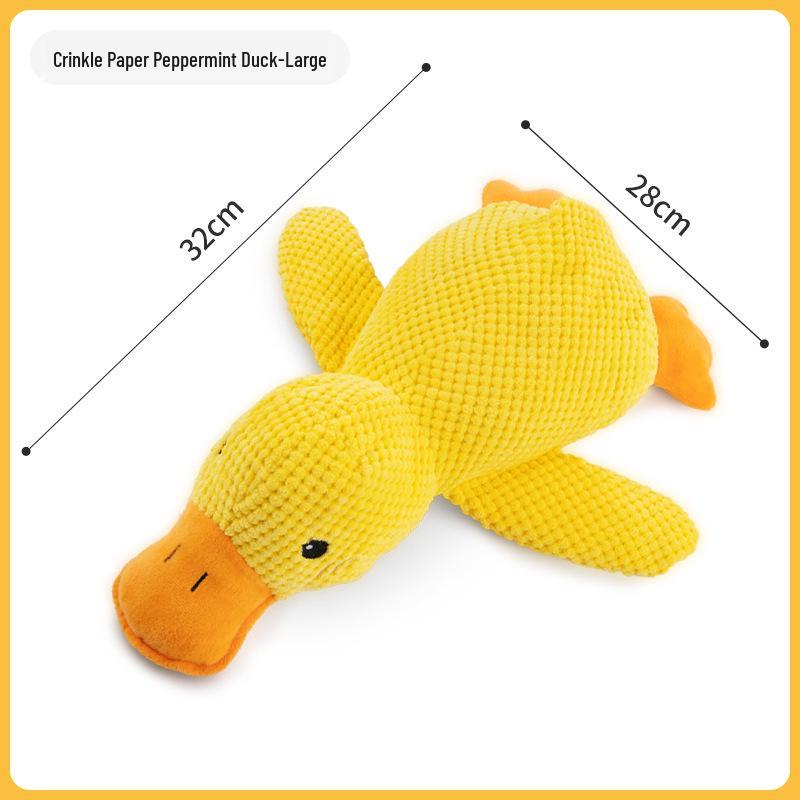 Plüsch Schläfchen-Ente Beißspielzeug für kleine & mittelgroße Hunde - Bissfest & Geräuschemission zur Langeweilebekämpfung