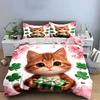 Cute Cat Gift Set Decoration Soft Comfortable Duvet Cover Bedding Set Included 1*Duvet Cover & 2*Pillowcases, Gift