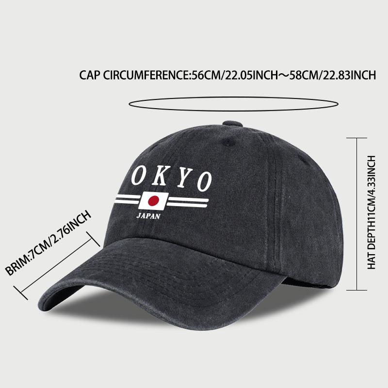 “TOKYO JAPAN” Printed Washed Baseball Cap Tokyo Japan Urban Style Classic Fashion Daily Commuting, Cycling, Fishing Holiday Gift