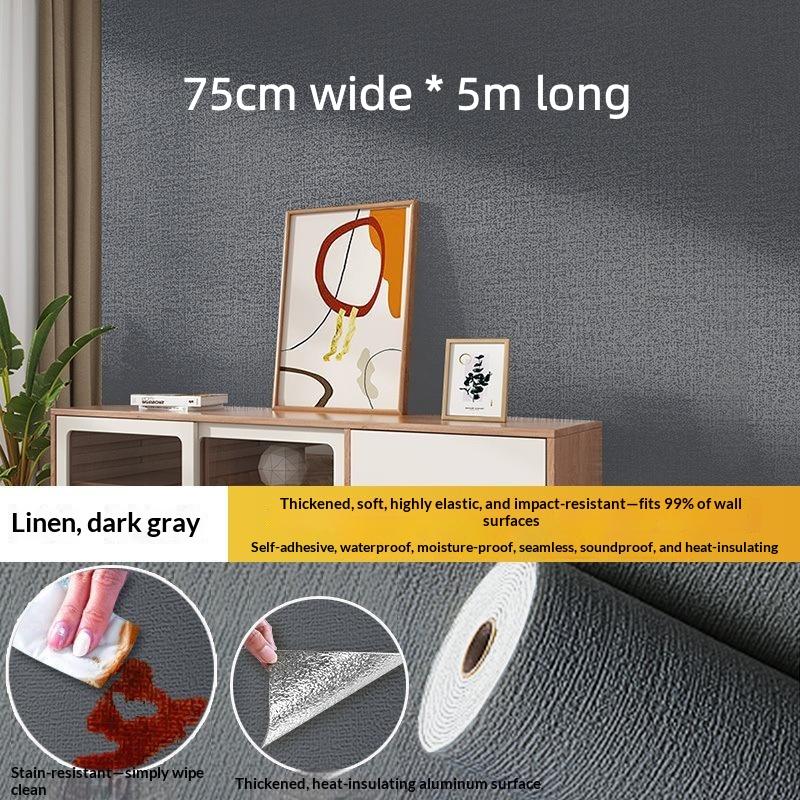 Self-Adhesive 3D Linen Foam Wall Sticker Moisture-Proof Wallpaper For Living Room Bedroom Bathroom Dormitory Home Decorationecor