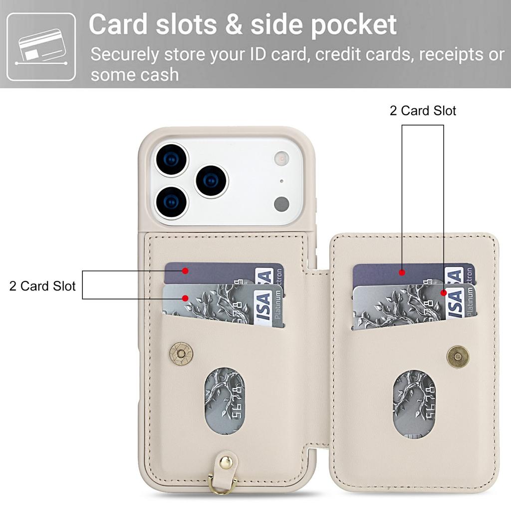 Für iPhone 17 Pro Max Hülle Kartenfächer Lederbeschichtetes TPU Blume Handyhülle mit 2 Bändern