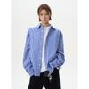 Kisko American Retro Refreshing Blue Plaid Loose Long-Sleeved Shirt for Men and Women, High-End Casual Shirt Jacket