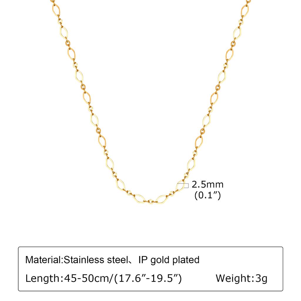 Classic Square Handmade Chain Necklace for Women,Stainless Steel Round Snake Chain Choker Necklace,Water Wave Bead Chain Jewelry