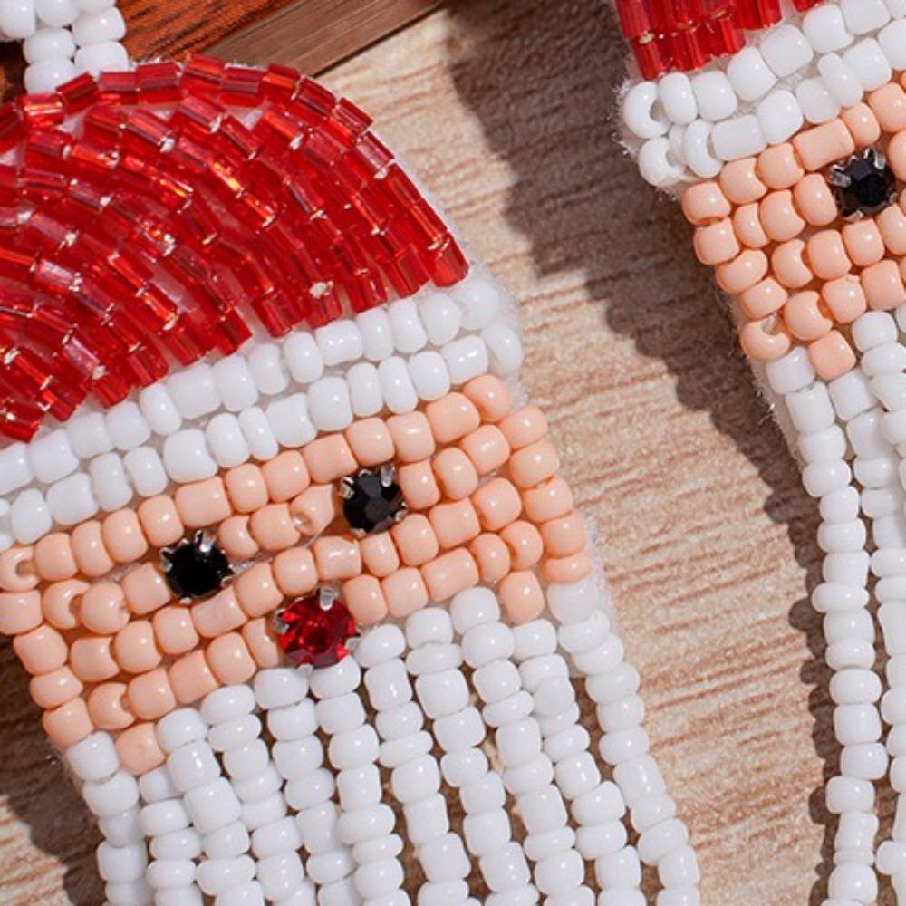 Xmas Handmade Beaded Ear Drop Christmas Tree Boots Ear Stud Merry Christmas Earrings  Accessories