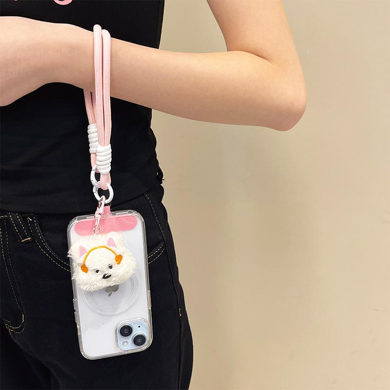 Plush Puppy Doll Pendant Mobile Phone Lanyard Clip Portable Rope Braided Rope Wrist Creative Anti-Drop
