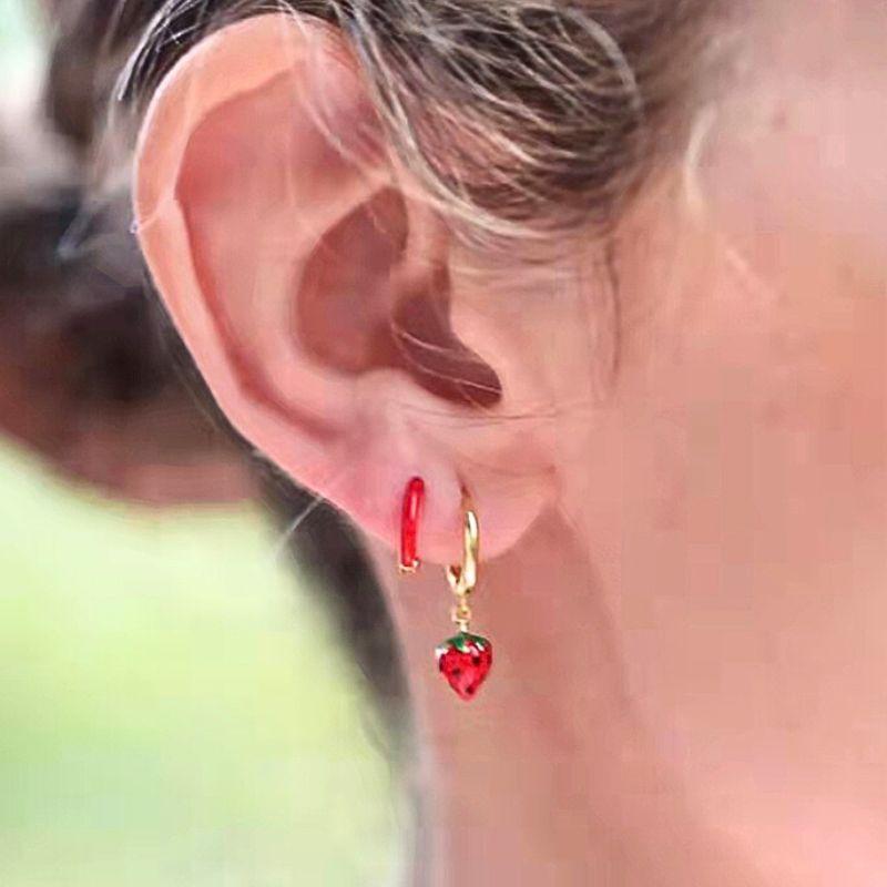 925 Silver Needle Cute Starfish/Shrimp Pendant Earrings Red Chili/ Star Enamel Gold Earrings For Women Fashion Jewelry