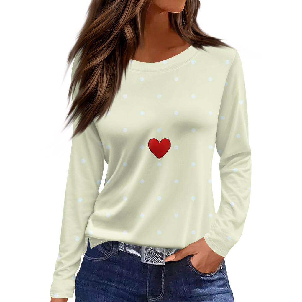 Women's Fashion Hem Slit Casual Floral Print Round Neck Long Sleeve Top