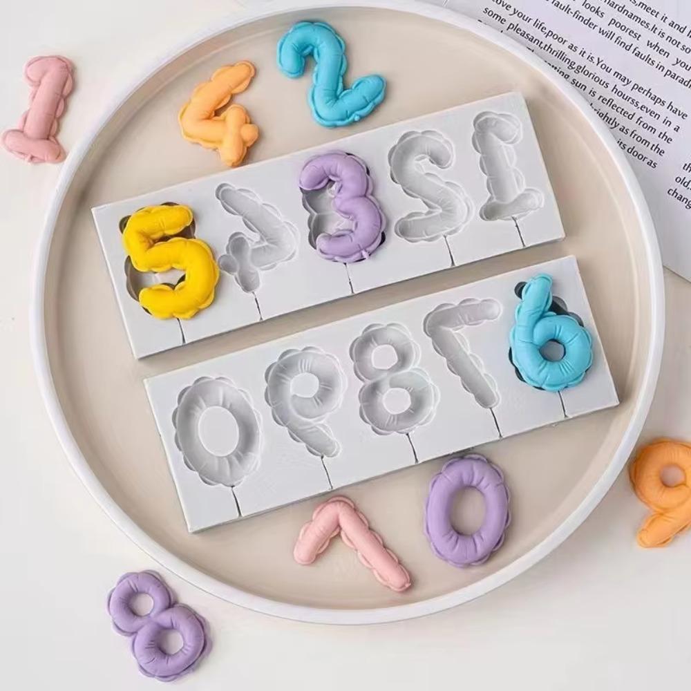 2PCS Non-stick Number Lollipop Silicone Mold Handmade Sugarcraft Mold Chocolate Mold  Wax