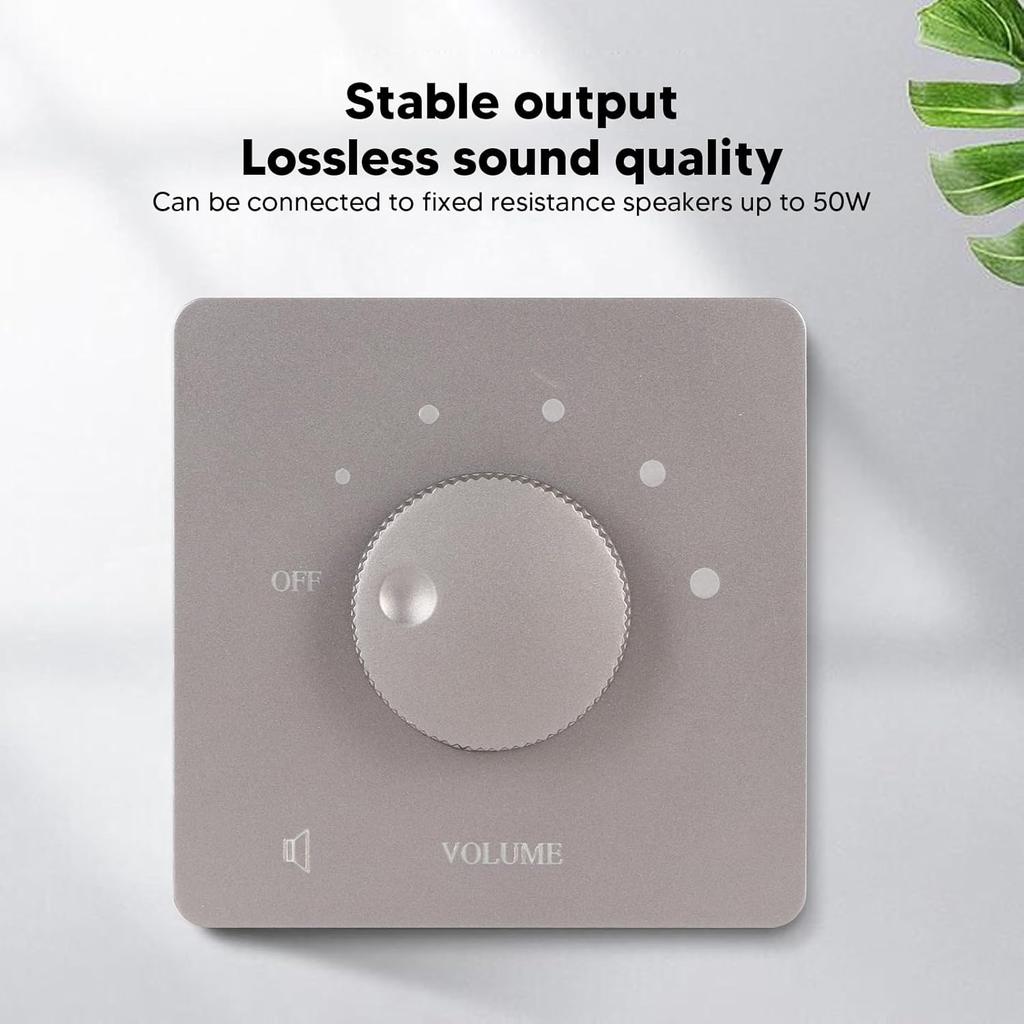 50W Wall Mount Volume Control, 5 Gears Tuning Knob, Grey