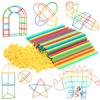 500/300/100PCS Straw Constructor Toys STEM Building Interlocking Plastic Engineering Children Educational Blocks De Construcción