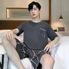 Men’s Pajamas Summer Short Sleeve Thin Loose Comfortable Casual Loungewear Set 2 Piece Set Casual Simple Sleepwear Homewear