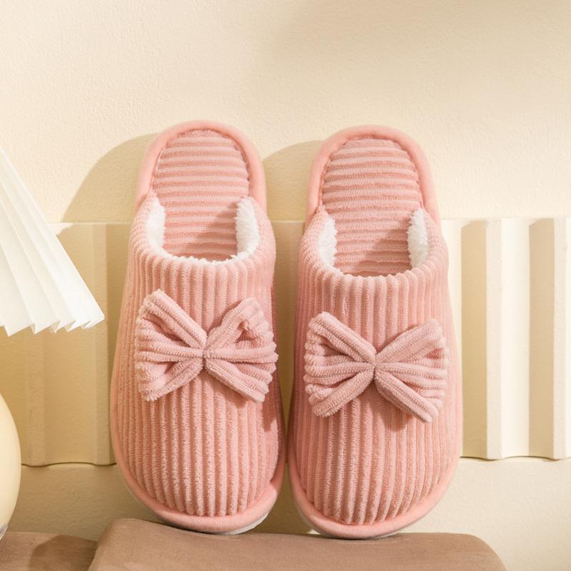 Fashion Comemore Fashion Women's Bow Slippers Fall/Winter Indoor Bedroom Floor Lightweight and Comfortable&Soft Warm Slippers for Home