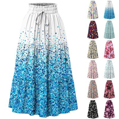 Women's Fashion Floral Floral Print Drawstring Elastic Waist Casual Loose Pocketless Half-body Skirt